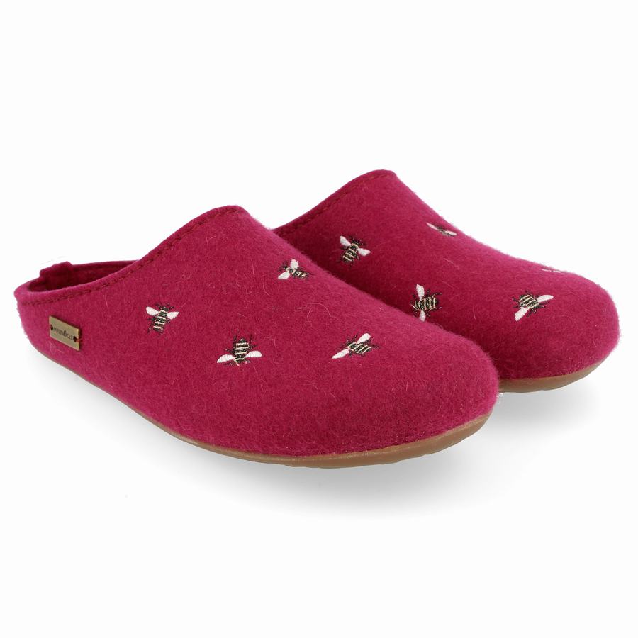 Haflinger Api weicher Sohle Hausschuhe Damen Rosa Rot | BII7672FT