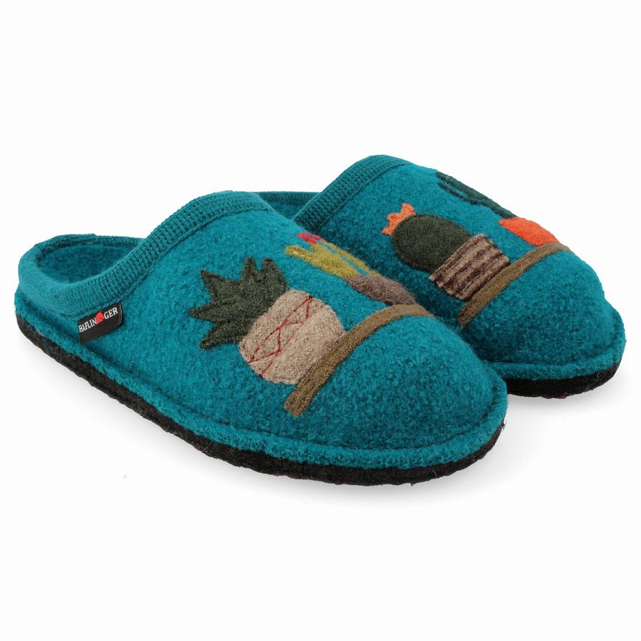 Haflinger Cactus Novelty Hausschuhe Damen Blau | RSN6667AP