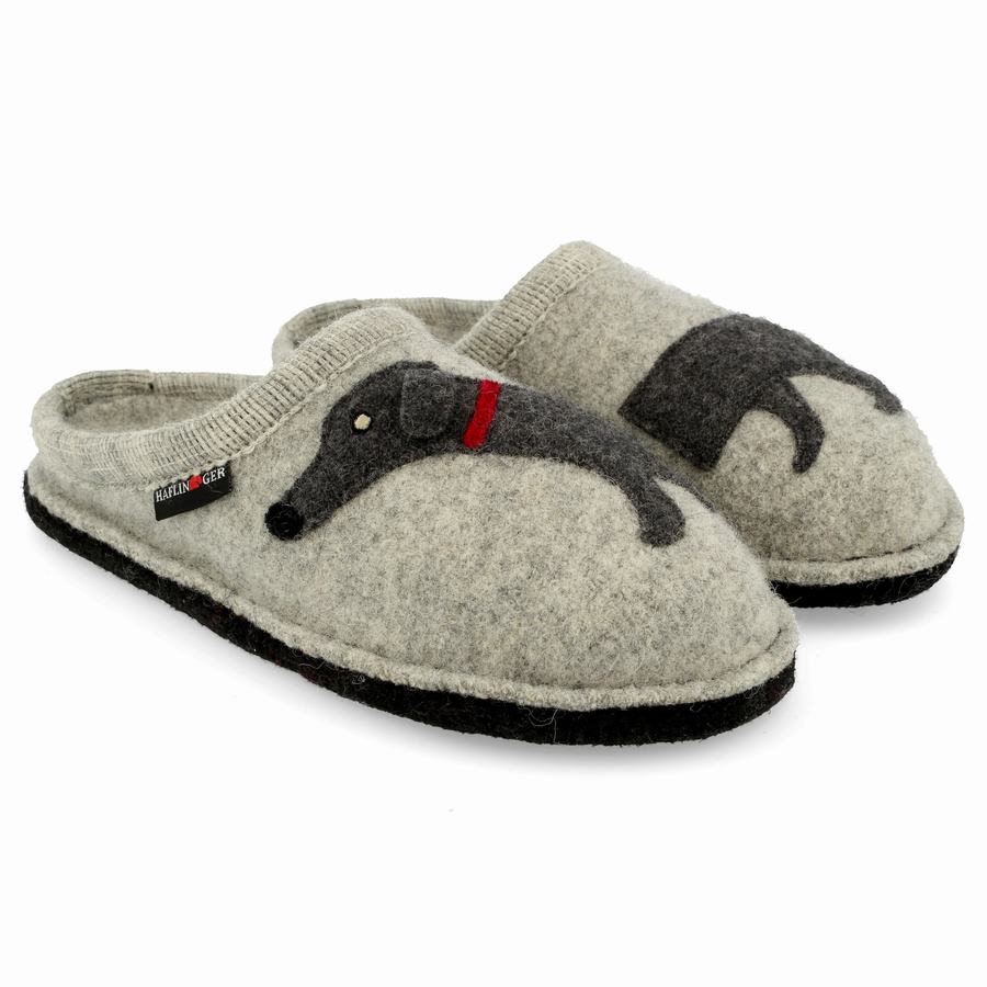 Haflinger Doggy Novelty Hausschuhe Damen Silber Grau | IFS1339VK