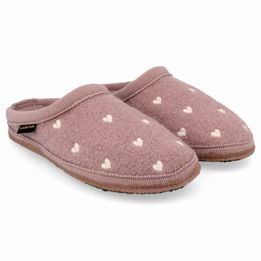 Haflinger Hearts weicher Sohle Hausschuhe Damen Rosa | NOT7043XO