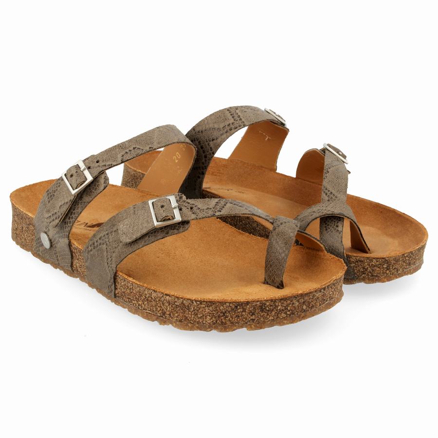 Haflinger Hedda Sandalen Damen Grau Braun | OIV6284ER