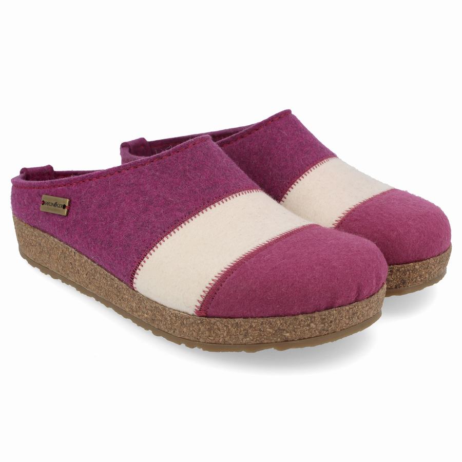 Haflinger Lines Clogs Herren Lila Weiß | KYZ697AB