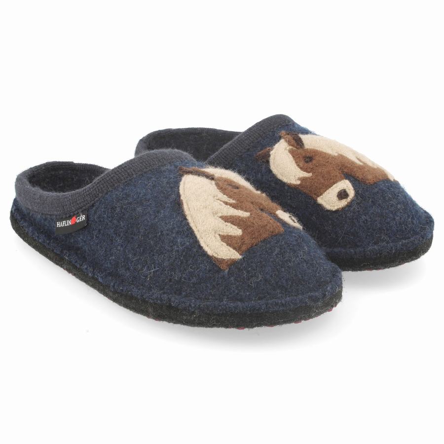 Haflinger Poni Novelty Hausschuhe Herren Blau | RTQ5194WW