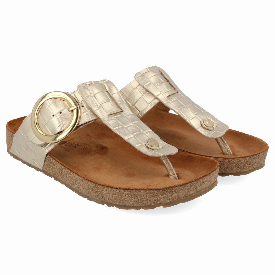 Haflinger Round Schnallen Corinna Sandalen Damen Gold | RXH4967VU