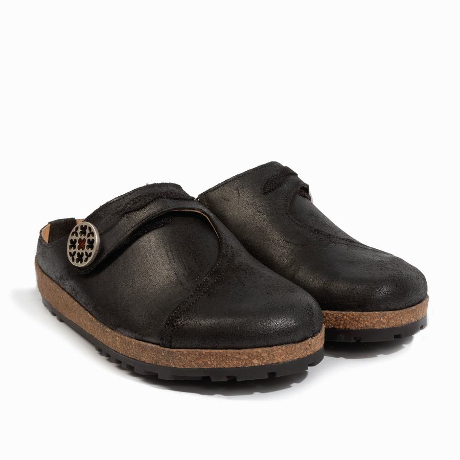 Haflinger Adventure Clogs Damen Schwarz | CNJ7575BL