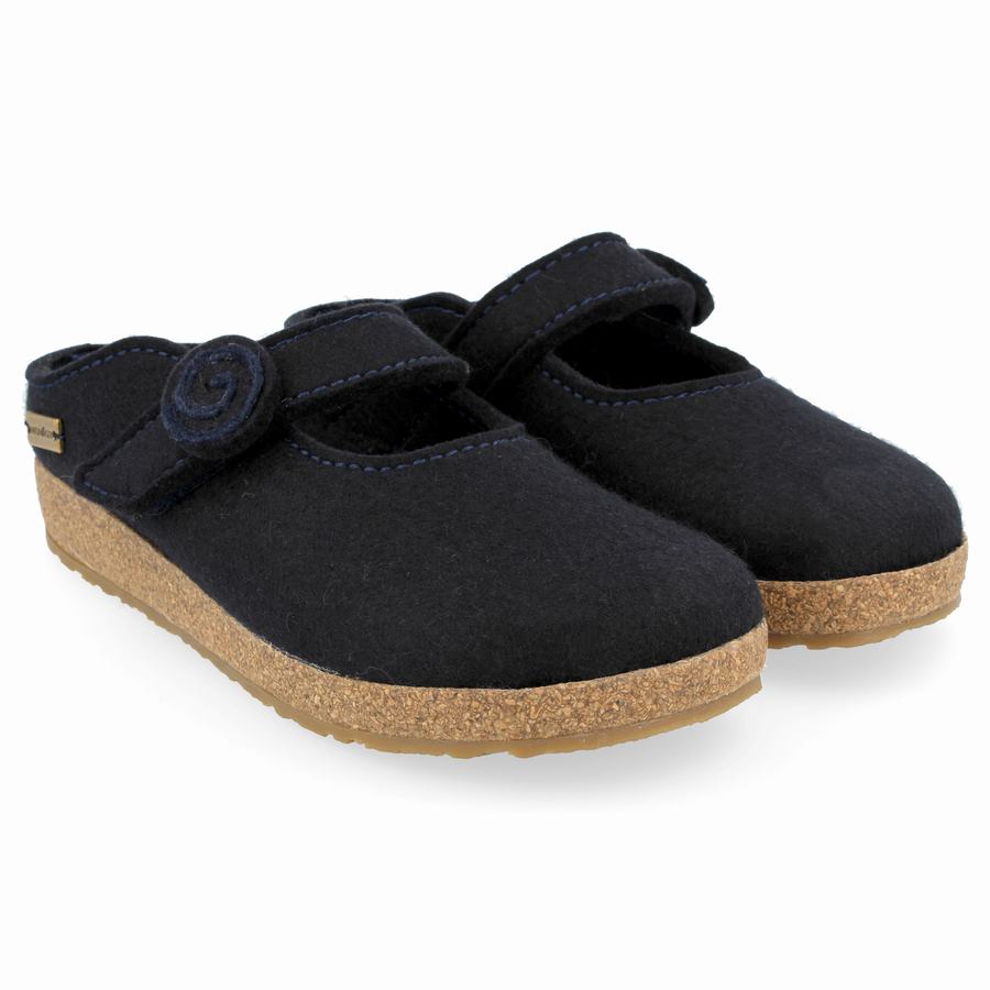 Haflinger Alice Wolle Clogs Damen Blau | VLK4147AP