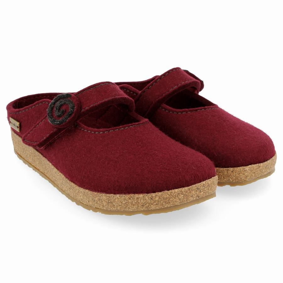 Haflinger Alice Wolle Clogs Damen Tiefesrot | JNL8834GA