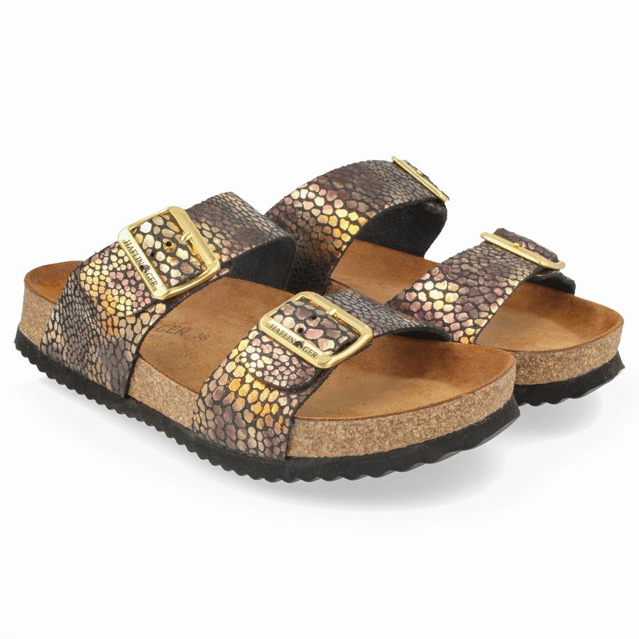 Haflinger Andrea Unlined Sandalen Herren Gold | BZD4935NP