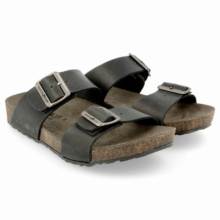 Haflinger Andrea Unlined Sandalen Herren Schwarz | OVE9010SG