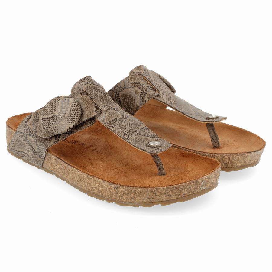 Haflinger Big Schnallen Corinna Sandalen Damen Grau Braun | CLL842ZM