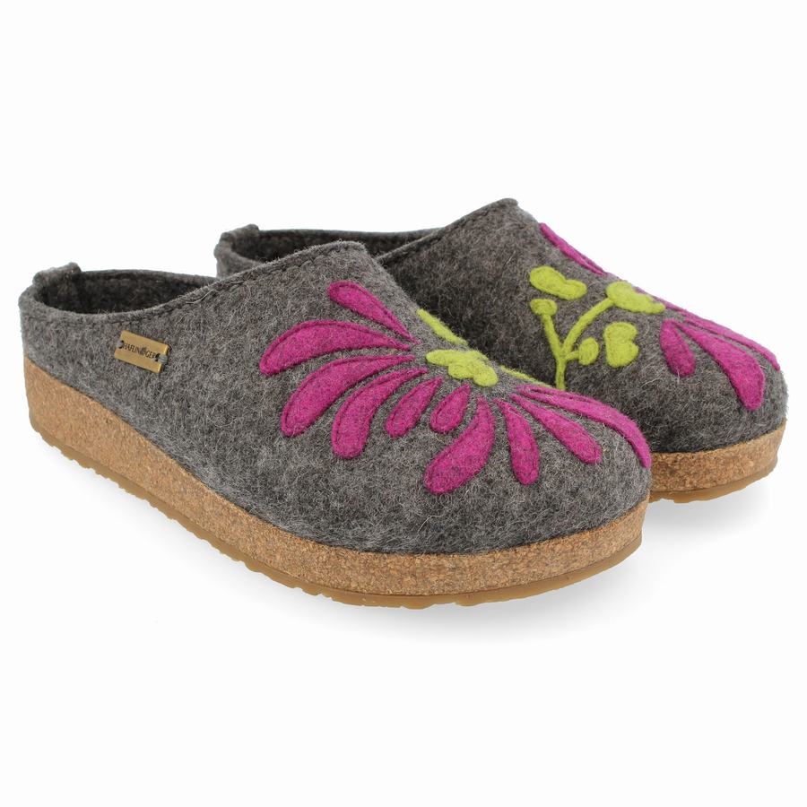 Haflinger Blooming Clogs Damen Grau | DTQ749CT