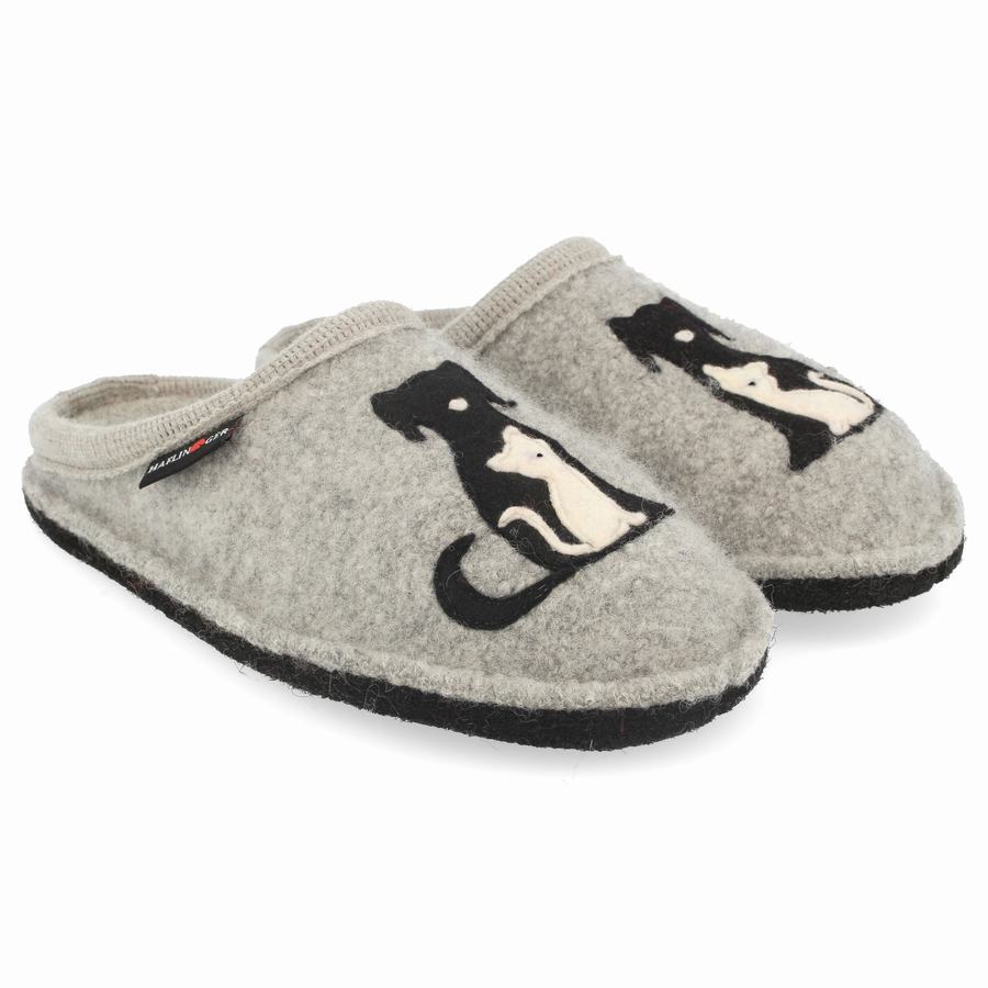 Haflinger Canegatto Novelty Hausschuhe Damen Silber Grau | SZK1455SO