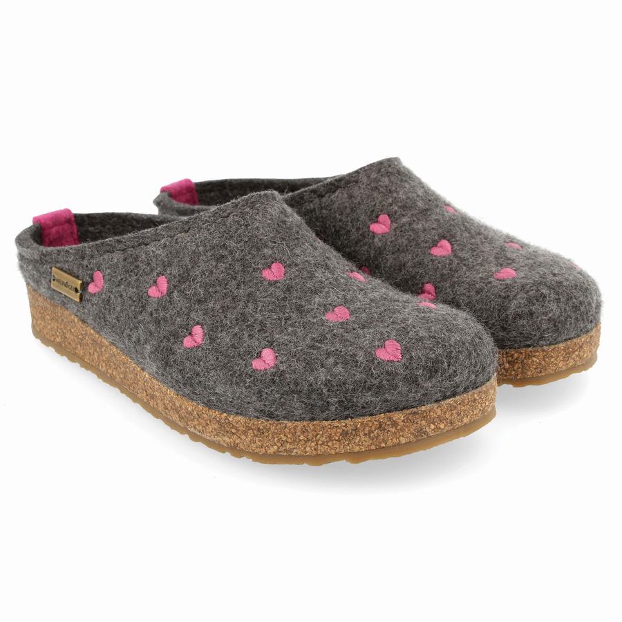 Haflinger Cuoricini Clogs Damen Grau | ZEE1515TR