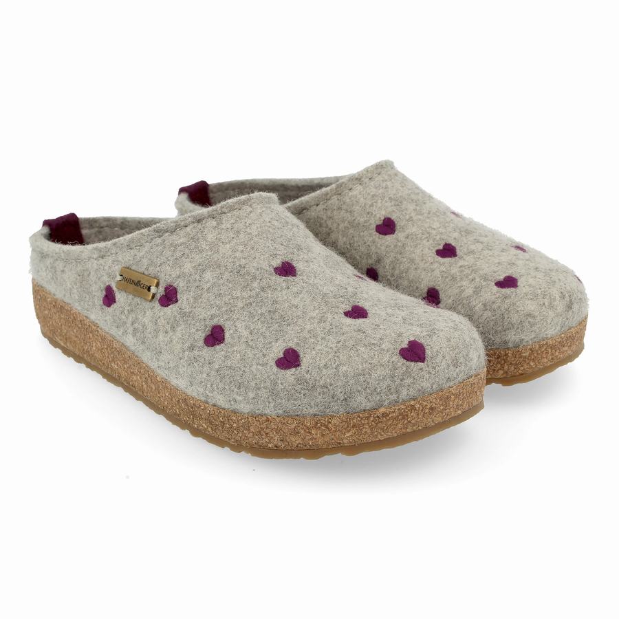 Haflinger Cuoricini Clogs Damen Silber Grau | LTN4559PC