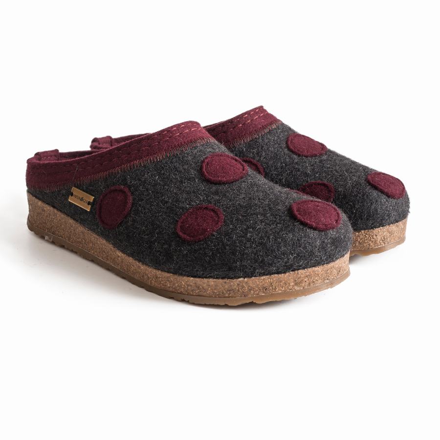 Haflinger Dotty Clogs Damen Dunkelgrau | YCA9460IR