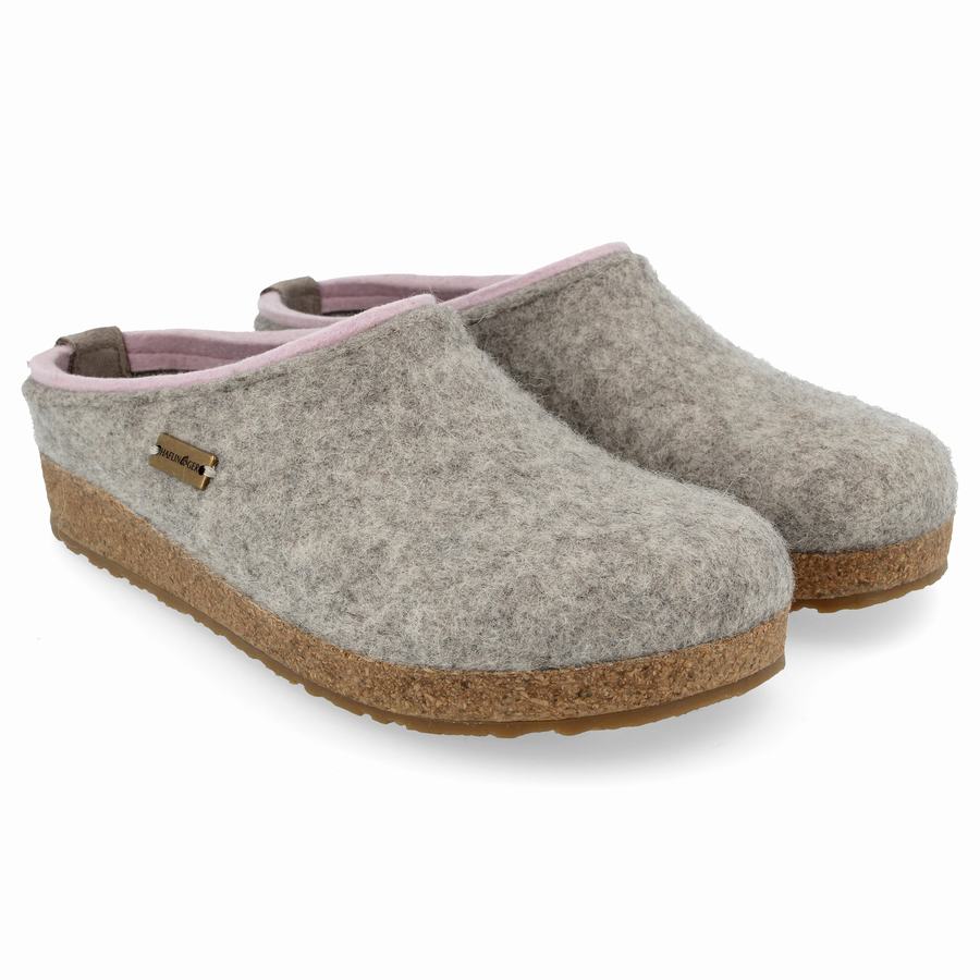 Haflinger Kris Clogs Damen Silber Grau | SUB8818UE