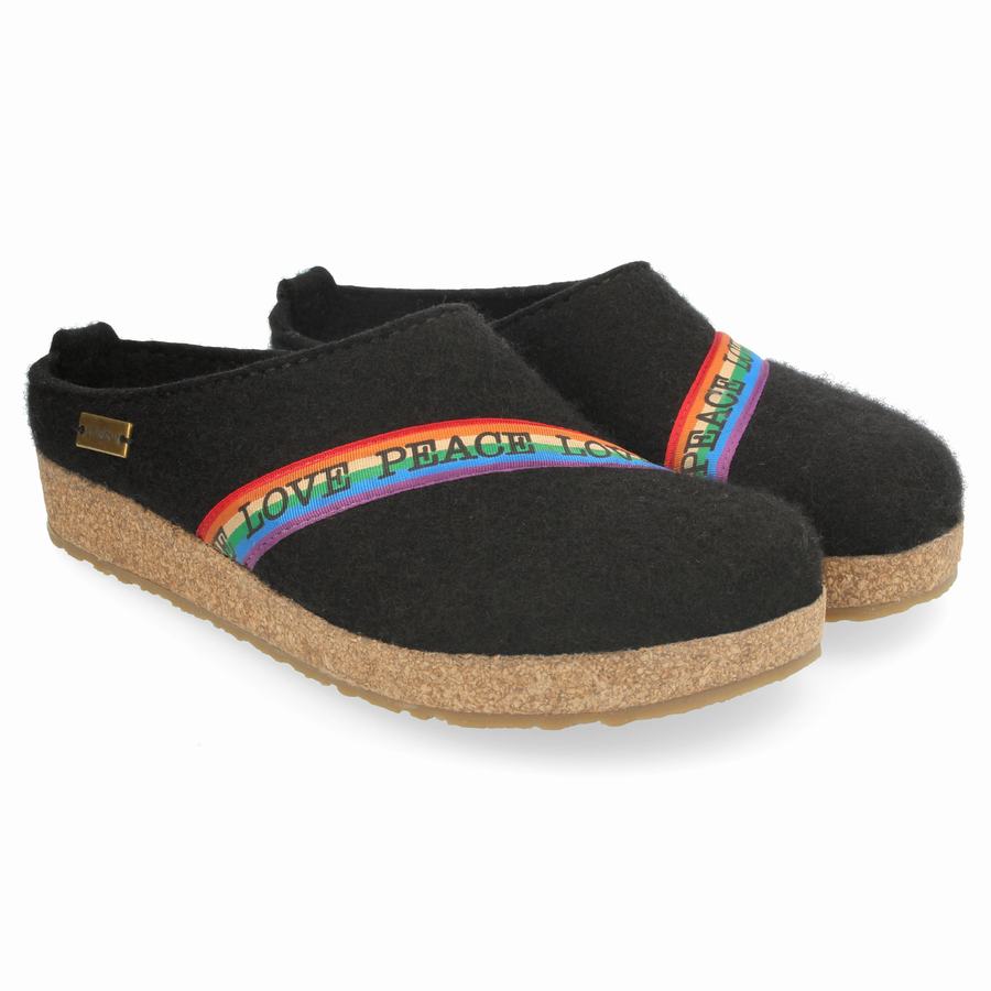 Haflinger Rainbow Clogs Damen Schwarz | SKU3159IM