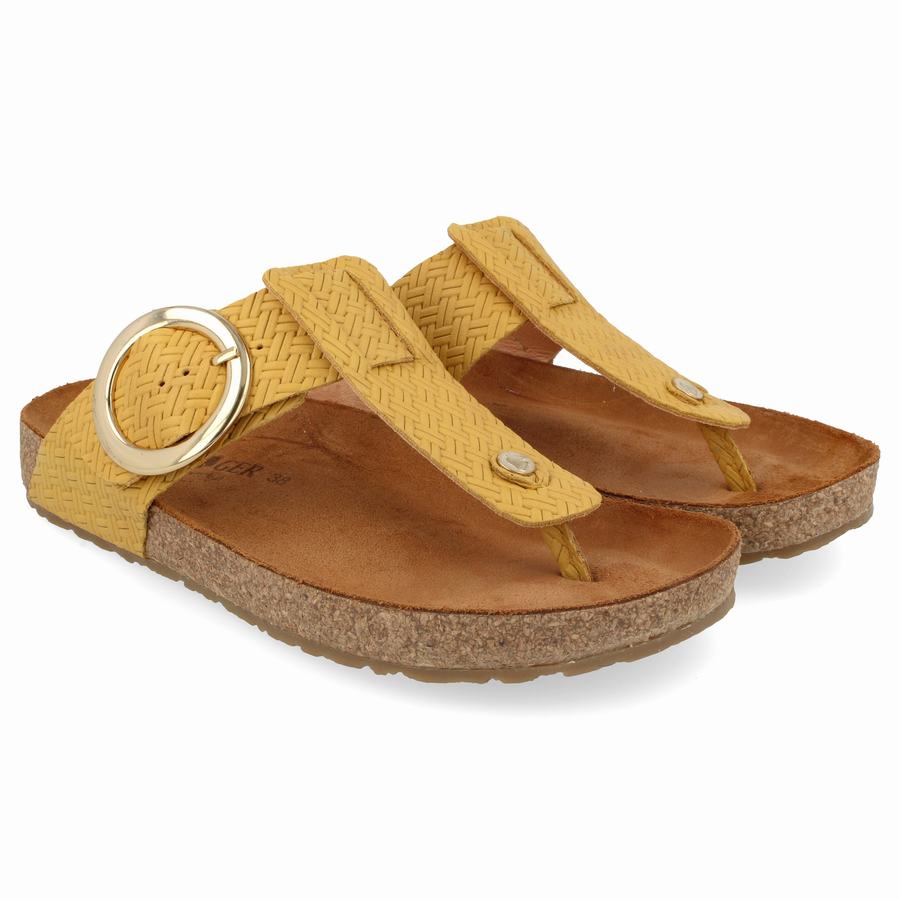 Haflinger Round Schnallen Corinna Sandalen Damen Gelb | FJG7240KQ