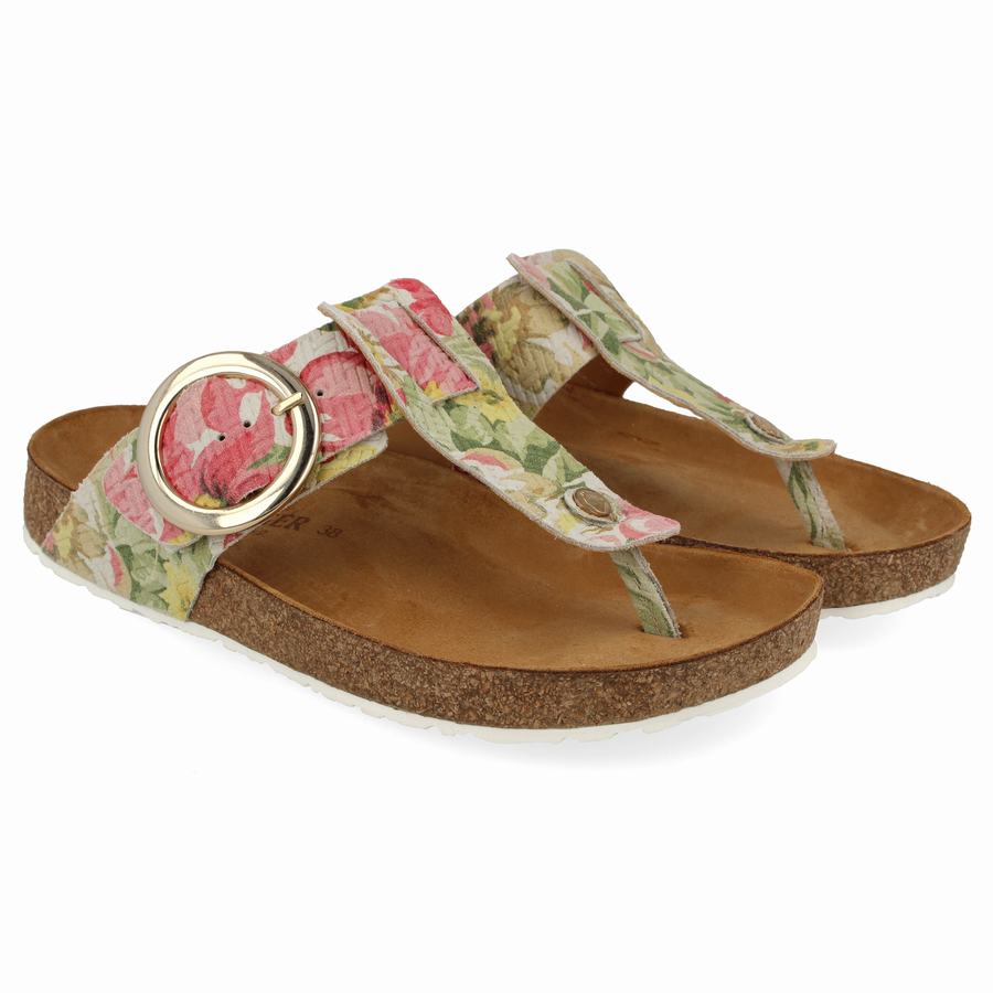 Haflinger Round Schnallen Corinna Sandalen Damen Rosa Grün | XCV7611IO