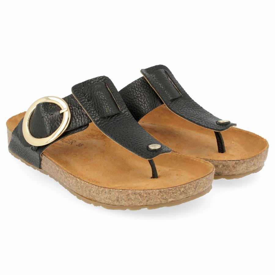 Haflinger Round Schnallen Corinna Sandalen Damen Schwarz | XNC5529AR